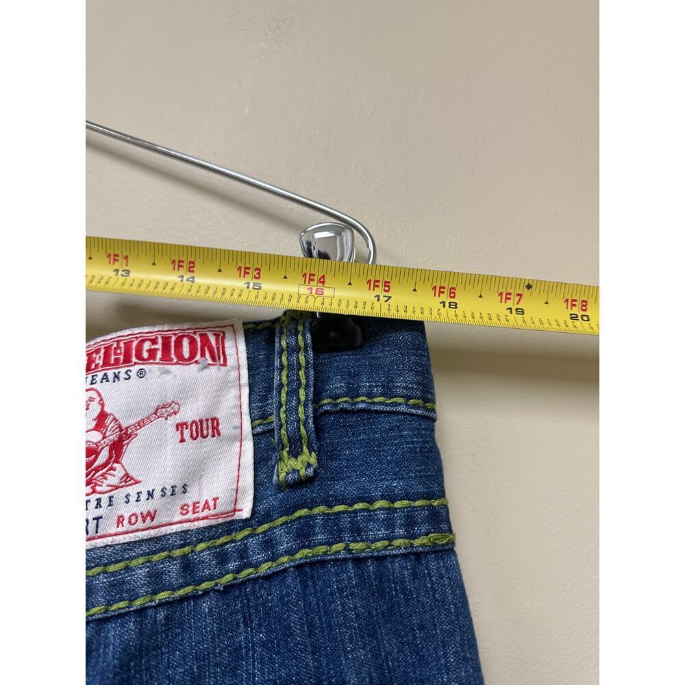 Authentic True Religion Mens Jeans Green Stitch y2k Medium Wash Size 40 FLAWED - Picture 11 of 15